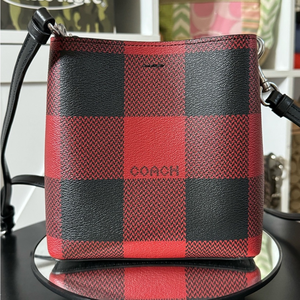 Coach Buffalo Plaid Mini Town Bucket Bag - Picture 5 of 9